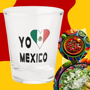 Verre A Shot Yo Amo Drapeau du Mexique en forme de cœur