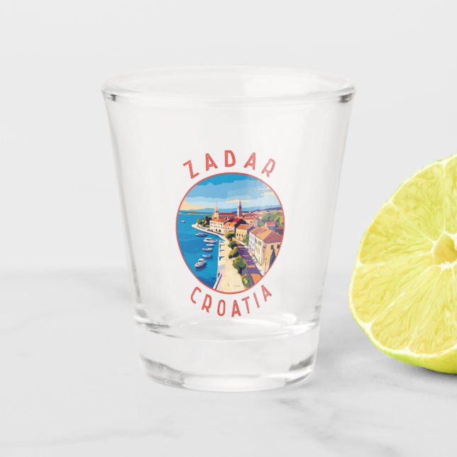 Verre A Shot Zadar Croatie Cercle en détresse rétro (Devant)