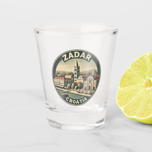 Verre A Shot Zadar Croatie Illustration Insigne d'art de voyage (Devant)