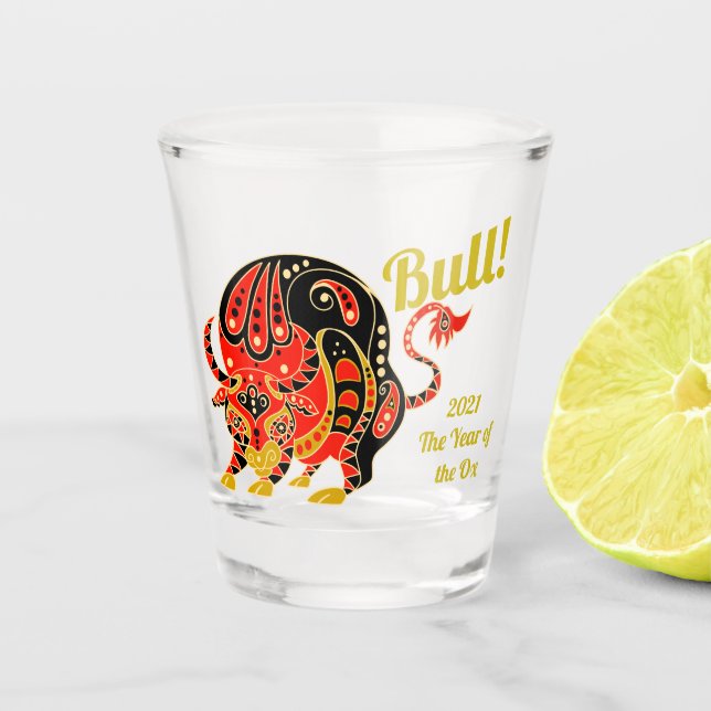 Verre A Shot Zodiaque chinois de Ox en 2021 (Devant)