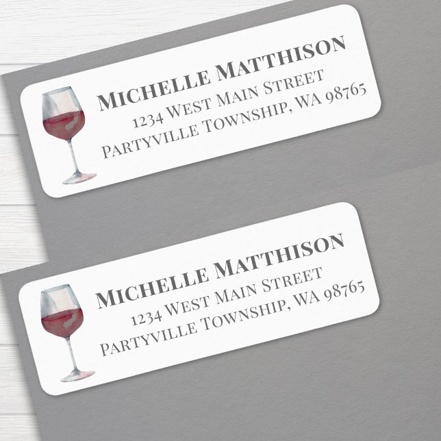 Verre à vin Adresse de retour simple (Wine Glass Simple Return Address label)