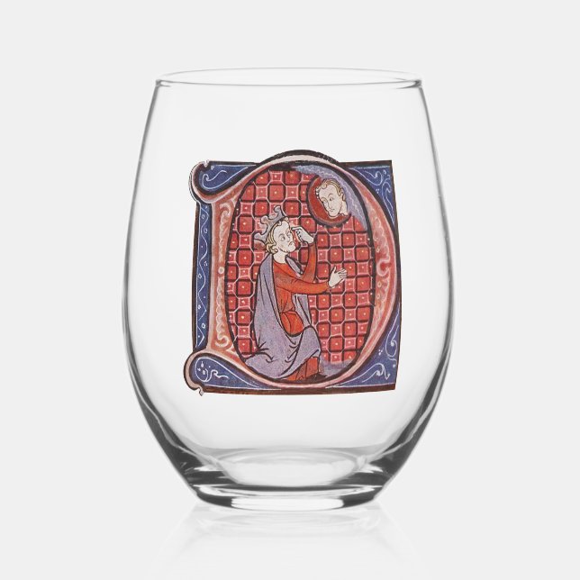 Verre à vin D initial éclairé (Recto)