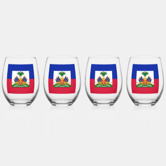 VERRE A VIN  IMPRIMEE AVEC LE DRAPEAU HAITIEN