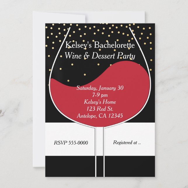 Verre à vin rouge Moderne Chic Party Invitations (Devant)
