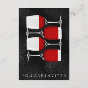 Verre à vin rouge Verre à argent noir Invitation