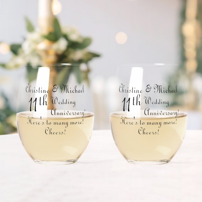 Verre À Vin Sans Pied 11e anniversaire du Mariage en acier Signature (Insitu (Mariage))