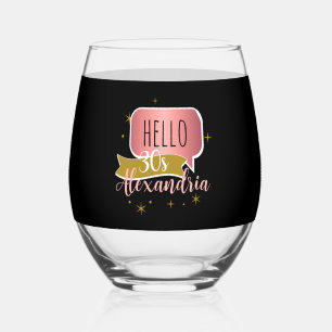 Verre À Vin Sans Pied 30e anniversaire bonjour 30 Personnalisé Stylé