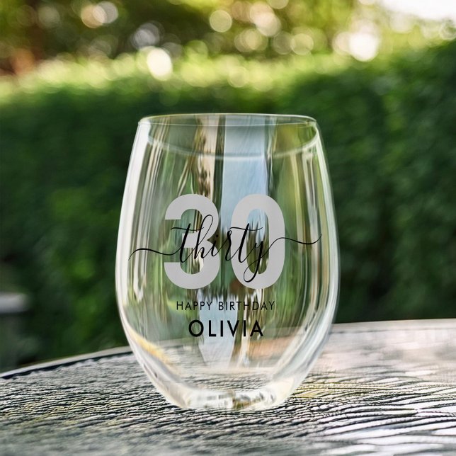 Verre À Vin Sans Pied 30e anniversaire moderne et élégant (Créateur téléchargé)
