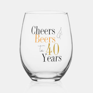 Verre À Vin Sans Pied 40 ans Joyeux Anniversaire Bières Fête Minimaliste