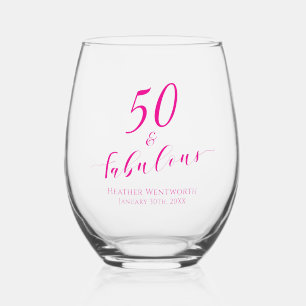 Verre À Vin Sans Pied 50 ans et fabuleux Cinquantième anniversaire Nom D