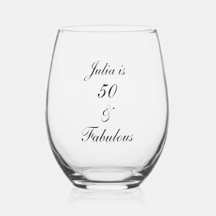 Verre À Vin Sans Pied 50 Et Fabuleux Anniversaire Élégant Cadeau Simple 
