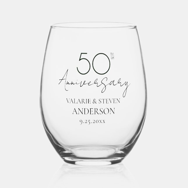 Verre À Vin Sans Pied 50e anniversaire du Mariage Keepsaké (Recto)
