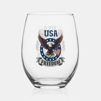 Verre À Vin Sans Pied Aigle américain patriotique USA Liberté