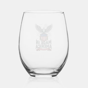 Verre À Vin Sans Pied Aigle Patriotique Fabriqué en Amérique Vintage