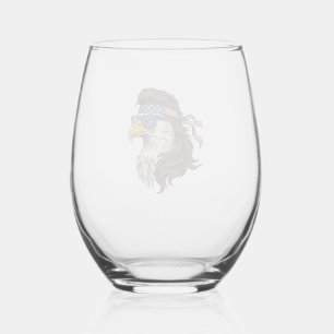 Verre À Vin Sans Pied Aigle patriotique Mullet Gravure vintage vecteur D