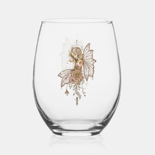 Verre À Vin Sans Pied Ailes dorées et rêves florissants, la magie de la