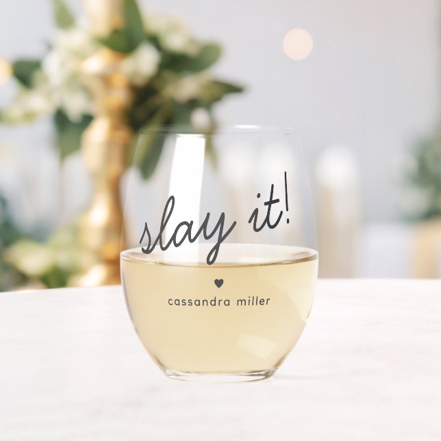 Verre À Vin Sans Pied Ajouter un devis motivationnel avec votre nom (Insitu (Mariage))