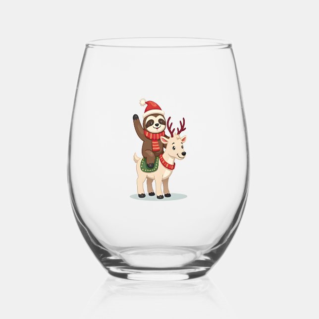 Verre À Vin Sans Pied Alpaca Sloth Christmas (2) (Recto)