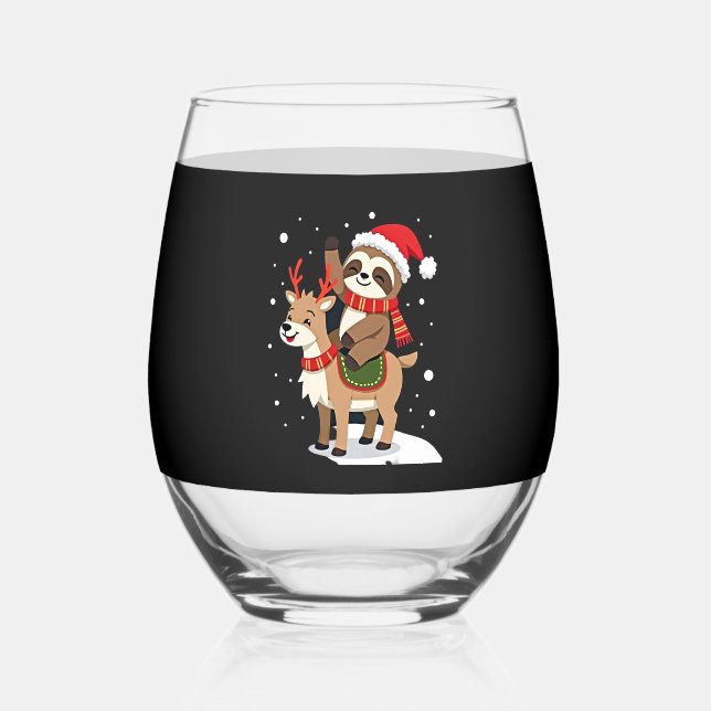 Verre À Vin Sans Pied Alpaca Sloth Christmas (2) (Recto)