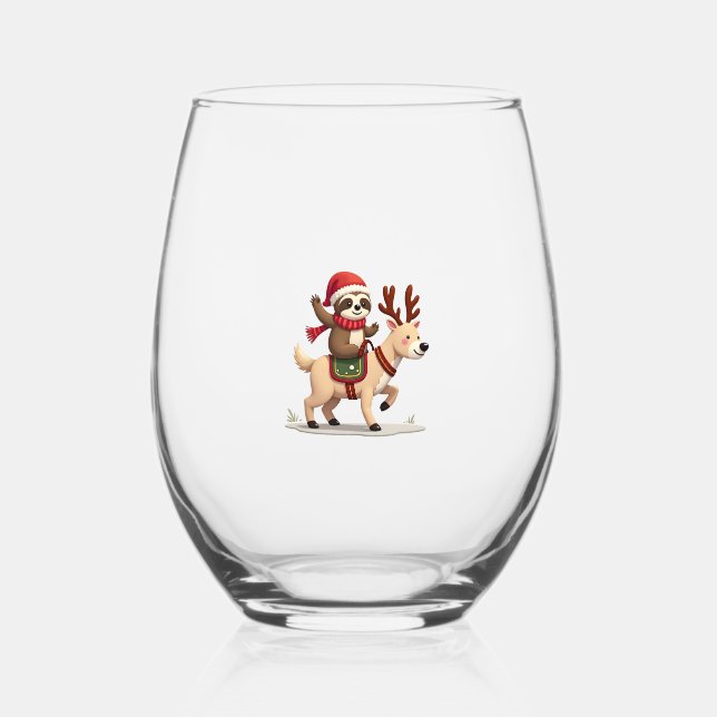 Verre À Vin Sans Pied Alpaca Sloth Christmas (3) (Recto)