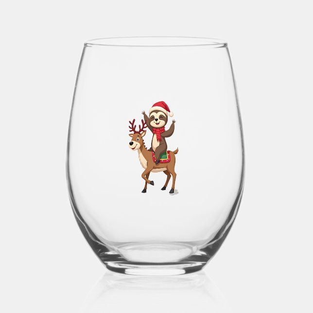 Verre À Vin Sans Pied Alpaca Sloth Christmas (4) (Recto)