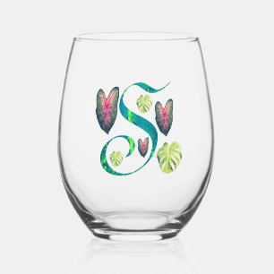 Verre À Vin Sans Pied Alphabet Monstera "S"