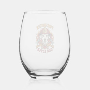 Verre À Vin Sans Pied Amant de chien pompier Dalmatien Casque de pompier