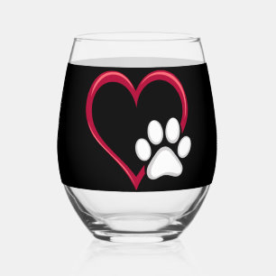 Verre À Vin Sans Pied Amour Coeur Chien Patte Saint-Valentin Amateur de