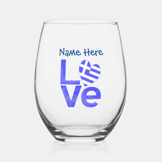 Verre À Vin Sans Pied Amour grec bleu personnalisé