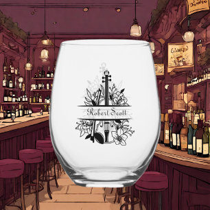 Verre À Vin Sans Pied Amoureux de musique cool ajouter un nom