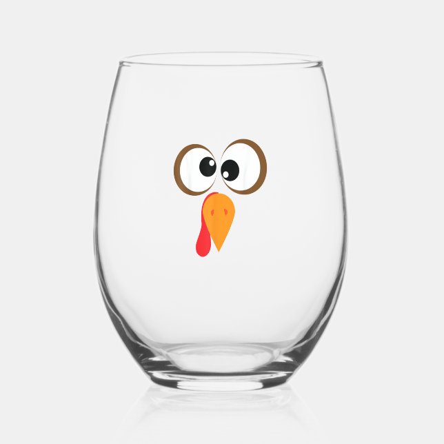 Verre À Vin Sans Pied Amusante Famille Turquie Thanksgiving Turquie Face (Recto)