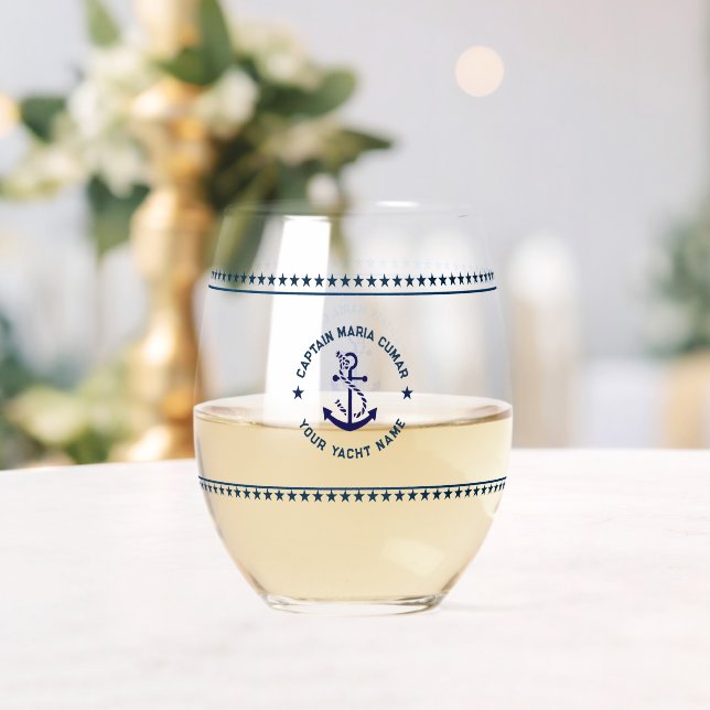 Verre À Vin Sans Pied Ancre de bateau bleu marine Blue Stars (Insitu (Mariage))