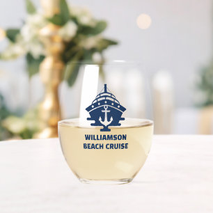 Verre À Vin Sans Pied Ancre nautique personnalisée pour fête en bateau