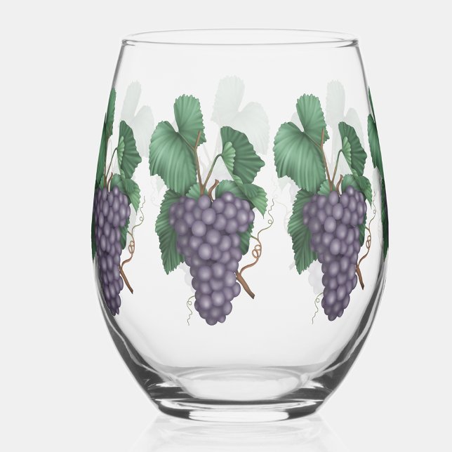 Verre À Vin Sans Pied Aquarelle (Pretty watercolor grapes design.)