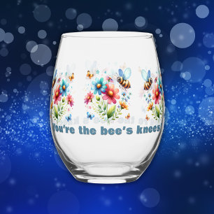 Verre À Vin Sans Pied Aquarelle florale Monogramme Vous êtes les genoux