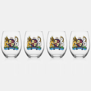 Verre À Vin Sans Pied Armoiries du lion et de la licorne à vin rampant