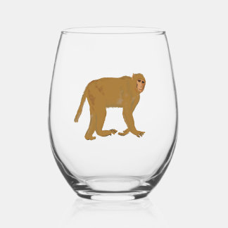 Verre À Vin Sans Pied art de singe babouin