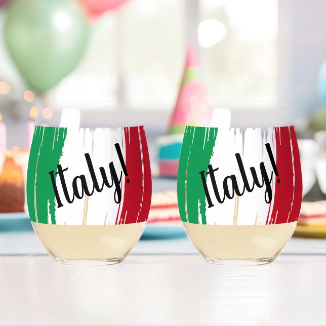 Verre À Vin Sans Pied Artistic Brushstroke Italy Flag (Insitu (Anniversaire))