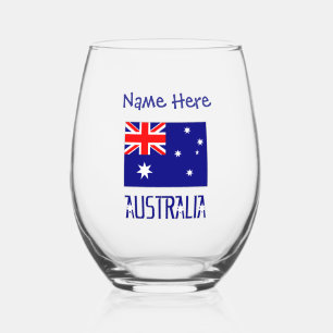 Verre À Vin Sans Pied Australie Drapeau bleu Personnalisation