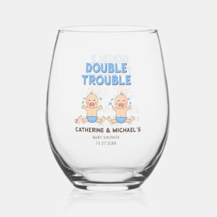 Verre À Vin Sans Pied Baby shower Double Trouble Twin Boys