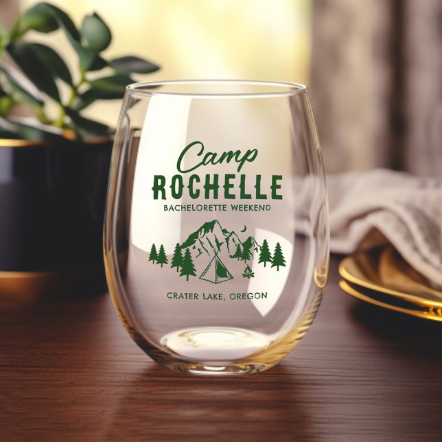 Verre À Vin Sans Pied Bachelorette Camping Moderne (Créateur téléchargé)