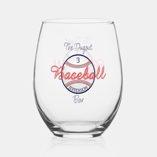 Verre À Vin Sans Pied Baseball Sports Verre sans pierre Verre Verre Verr (Recto)