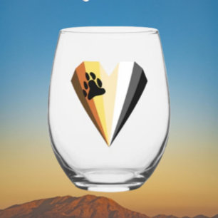 Verre à vin sans pied Bear Heart Pride
