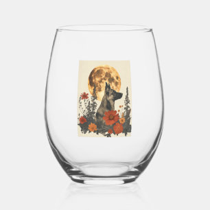 Verre À Vin Sans Pied Bergers allemands au milieu des lunes florissantes