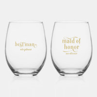 Best man, Maid of Honor Elegant Gold Typographie