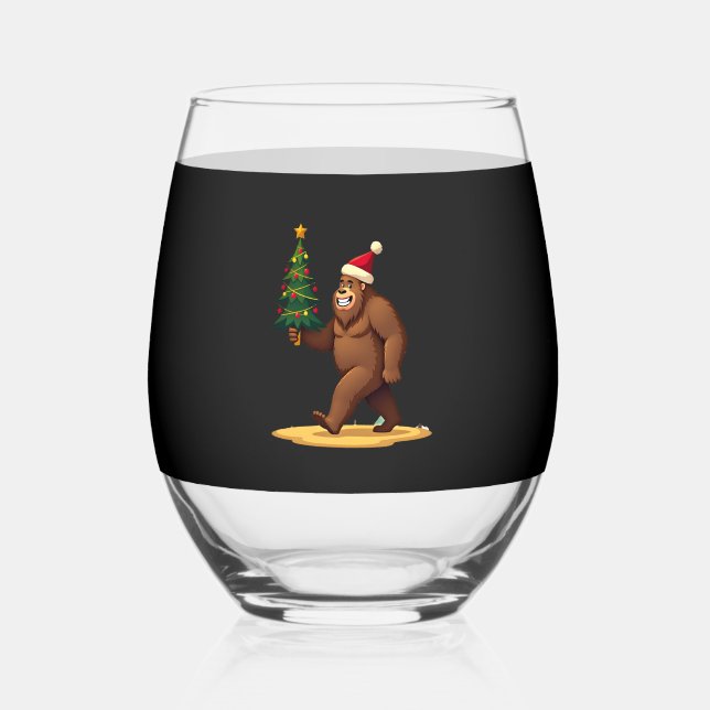 Verre À Vin Sans Pied Bigfoot Christmas Tree Santa Hat (1) (Recto)