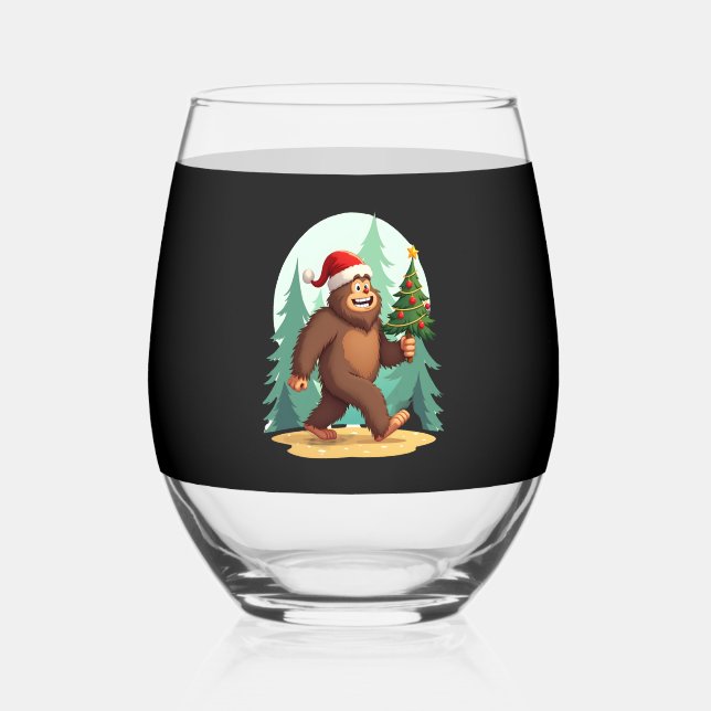 Verre À Vin Sans Pied Bigfoot Christmas Tree Santa Hat (2) (Recto)