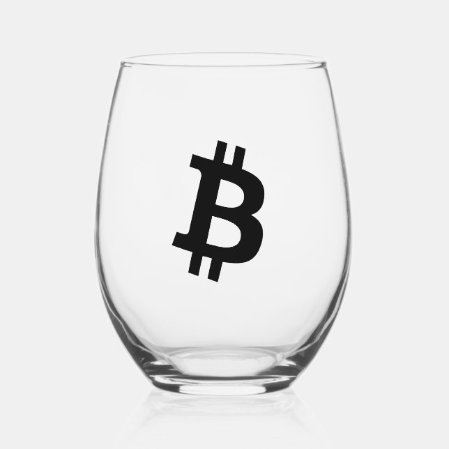 Verre À Vin Sans Pied Bitcoin Simple (Recto)