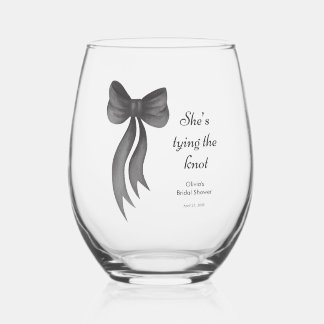 Verre À Vin Sans Pied Black Bow Elle Noue le Nœud Réception de Mariage 