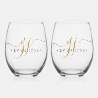 Black Gold Monogram Script Name